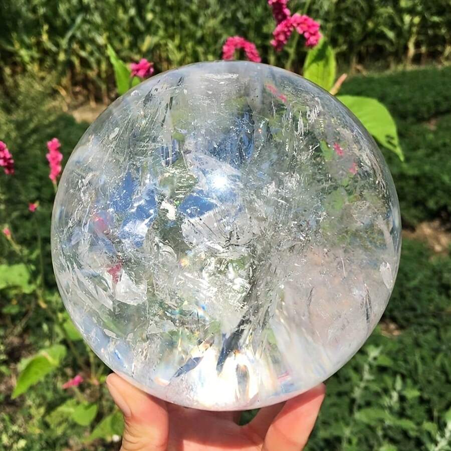 1pc Natural Quartz Crystal Ball Square Stone Ball, Interior Displays Different Translucent Landscapes, Desktop Decoration, Collectible, Best Gift For Family And Friends: Crystal Ball - Clear - View 1