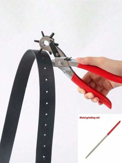 1pc Multi-Functional Leather Hole Punch Tool, Leather Punch, Universal Manual Leather Belt Hole Puncher, Rotary Hand Leather Punch, Suitable For Belts, Watch Bands, Dog Collars, Saddlery, Shoes, Fabrics, DIY Home Or Craft Projects (Random Color And Style), Gift, Leathercraft, Hole Punch