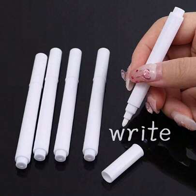 6/9/12pcs White Liquid Chalk Markers, Quick Drying, Easy To Wipe, Suitable For Blackboard, Glass, Windows, Use In School, Office Stationery