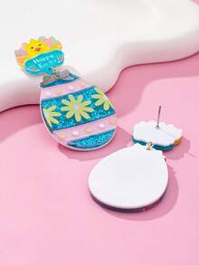 1 Pair Fashionable Acrylic Easter Egg Earrings, Cute & Holiday Wear For Women - Easter Eggs - View 3