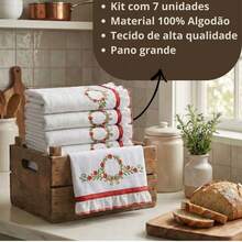 Weekly Dish Towel Set, Embroidered, 7 Pieces, 100% Cotton, Luxury Collection - 紫丁香色 - 查看 2