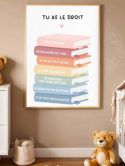 1pc Painting Kind-Hearted Children's Poster Children's Room Decoration, Positive Education, Montessori Inspirational Poster, Confidence-Building Suitable For Children's Room Decoration, Nursery Decoration, Parenting Room Decoration, Kindergarten Decoration, Boys' Room Decoration/Girls' Room Decoration, Playroom Decoration Waterproof. Party Decoration Gift