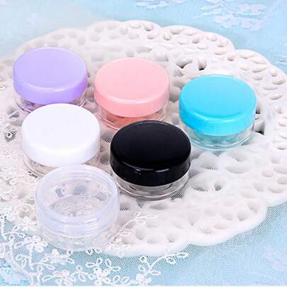 5pcs/Set 10g Travel Size Colored Cream Jars, Transparent Face Cream Containers, Cosmetic Moisturizing Sample Boxes, Plastic Travel Jars With Lids, Suitable For Trial Samples, Travel & Portable Use, Empty Containers Only (No Cosmetic Products Included)