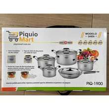 batería de cocina de 9 piezas de acero inoxidable de alta calidad , 4 ollas con tapa  y 1 sarten, material resistente y duradero, compatible con todas las fuentes de calor incluyendo inducción - Plateado - Ver 2
