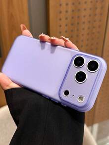 1pc Minimalist Matte Transparent Phone Case With Camera Protection, Compatible With IPhone 17 Air, 16, 14, 13, 12, 15, 11 Pro Max Plus Models - Mauve Purple - View 2