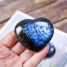 Natural Elongated Stone Hand Carved And Polished Heart-Shaped Craft Crystal Stone, Unique Luster, Suitable For Home Decoration - Multicolor - View 3
