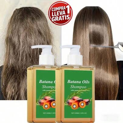 100ml Champú Batana, un producto de champú suave, humectante y reparador. Champú para el cuidado del cabello para todas las estaciones que deja el cabello ligero, suave y brillante sin grasitud. Adecuado para uso en el hogar o de viaje, hace un gran regalo de , Año Nuevo u ocasión festiva para mujeres, madres, esposas, hermanas y novias-(100ml/100ml*2pcs),cabello cuidado,shampoo para cabello