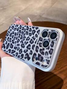 猎豹纹、豹纹印花奢华闪光豹纹镜头保护手机壳黑色，兼容 17 Pro Max 16 15 14 Pro Max 13，时尚创意别致后盖，礼品新品上市 - 黑灰色 - 查看 4
