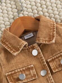 Bộ 3 món cho bé gái, gồm áo khoác kiểu sinh viên, áo hai dây và chân váy xếp ly, thích hợp cho mùa thu/đông. - màu nâu - Xem 3