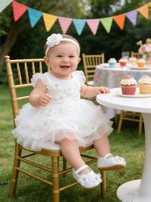 Infant Girls Mary Jane Flats - Infant Newborn Walking Shoes Soft Rubber Sole Princess Wedding - White - View 11