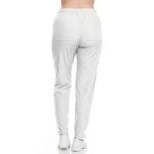 Women's Scrub Pants With Pockets Straight-Leg Jogger Workwear 4-Way Stretch Elastic Waist Adjustable Drawstrings Fitted Bottoms - trắng - Xem 3