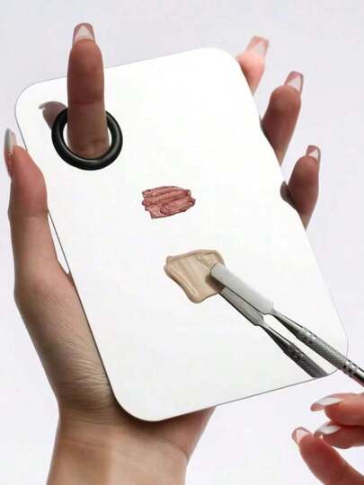 Stainless Steel Makeup Palette With Colorful Base, Mini Ring Makeup Mixing Tool Set,Cheap,Stocking Stuffers,Makeup,Makeup Tools,Cheap Stuff,Gifts,Gifts For Women,Christmas Gifts