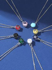 1 Pieza Colgante De Acero Inoxidable Con Forma De Gota De Agua Simple Y Elegante Para Mujer, Collar De Clavícula De Uso Diario Que Combina Con Todo - Plateado - Ver 13