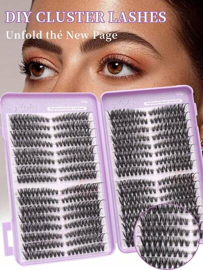 608pcs Lash Cluster, 30D+40D+50D+60D+80D+100D Curl, 7-16mm Length, New Set Of False Eyelashes Meets Makeup Needs. DIY Lash Clusters With Natural Look, Super Thick, Smart, Super Soft, Super Light, Reusable Individual Segmented Fake Lashes Lash Extension Kit, Suitable For Beginners For Daily Life