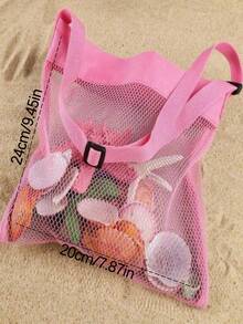 1 Stück Strandtasche aus buntem Mesh (Größe: 22cmx24cm) - leicht, verstellbarer Schultergurt, faltbares Design, Sommerstrandtasche für Outdoor-Aktivitäten, Picknicks und Muschelsammlung, unverzichtbar für Strandaktivitäten | Strapazierfähiger Griff, bunte Tragetasche, Strandtasche, Aufbewahrungstasche, geeignet für Männer und Frauen, kann als Strand-, Schwimm- und Party-Accessoire, Geschenk für Freunde, Frauen und Reiseessentials verwendet werden - Verschiedenfarbig - Übersicht 6