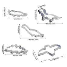 Molde para galletas con forma de dinosaurio, molde de galletas de dinosaurio de metal de acero inoxidable divertido, molde para panqueques con forma de dinosaurio para niños, regalos para el Día de la Madre, artículos para mamá, suministros de repostería - Plateado - Ver 3