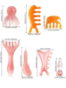4/5/7件套面部美容按摩工具组合套装，包括头部按摩梳、面部刮痧按摩器、肌肉放松小型多功能按摩工具 - 彩色 - 查看 2