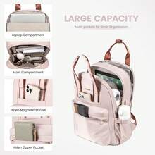 LOVEVOOK Laptop Backpack For Women, 17 Inch Travel Laptop Bag, Waterproof Computer Backpack Purse For Work Teacher Nurse, Durable Casual Daypack - Bột củ sen - Xem 2
