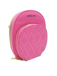Bolsa Crossbody para mujer, Bolso pequeño multifuncional diversos compartimientos, Bolso de hombro, Bolso Cruzado de Mujer - Rosa Fucsia - Ver 3