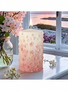 3D Embossed Floral Pattern Cylinder DIY Handmade Plaster Aromatherapy Multifunctional Silicone Mold - White - View 5