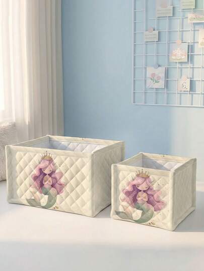 印花桌面收纳篮，桌面整理篮，化妆刷及护肤品收纳篮，桌面装饰，化妆品收纳盒，便携式野餐篮，礼品