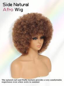 Afro Wig 14Inch Afro Wigs For Women 70s Mixed Brown Afro Kinky Curly Wig Bouncy Huge Fluffy Puff Wigs Synthetic Hair For Cosplay Daily And Party - 混合棕色 - 查看 3