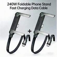 二合一 1.5米 240W 超快充电可折叠手机支架，带编织 Type-C 数据线 | 可调节充电线，兼容 17、17 Pro Max、16、16 Plus、16 Pro、16 Pro Max 等更多设备 - 彩色 - 查看 2