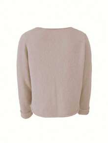 Solid Color Casual Pullover Sweater - Apricot - View 4