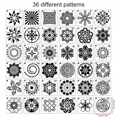 36pcs Reusable Mandala Stencil Templates | Durable Plastic Art Stencils For Rock Painting, Wood, Canvas, Fabric And Crafts, Great For Home Decor, Gifts And Mindfulness Projects