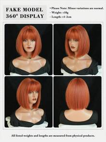 7JHH WIGS 女士短款橙色波波头假发，短直发带刘海，全机织合成耐热假发，适合日常派对、音乐节庆典和角色扮演等场合佩戴，12英寸 - 橘色 - 查看 7