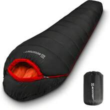 Saco de dormir para momia, de -20 a 16 ° F Extreme 3 a 4 estaciones para adultos, clima frío, cálido y lavable, para senderismo, viajes y actividades al aire última intervensión - -9,4 °C-verde - Ver 1