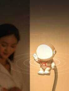 1个声控灯，创意宇航员夜灯，卧室床头灯，小型夜灯，USB供电，双色温声控，3级亮度LED调光睡眠灯，不含适配器 - 彩色 - 查看 2