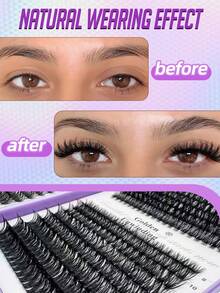 640pcs DIY Eyelash Extension Kit | 30D/40D/50D/60D Curl, 8-18mm | Natural Fluffy Reusable Lashes | All-In-One Set With Applicator, Glue And Remover | Easy Home Lash Extension - Black - View 4