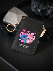 1个史迪奇卡通印花拉链多卡位超薄卡包带身份证窗口信用卡钱包零钱包钥匙扣女士钱包迷你钱包小钱包钥匙扣 - 彩色 - 查看 9