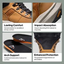 Senderismo para Hombre de Impermeable Ligero al aire Libre Mediados de Zapatos de Cuero Cuenca - Marrón - Ver 3