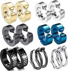 フェイク ピアス めんず クロス リングピアス ノンホール フープ イヤリング イヤーカフ フェイクピアス メンズ ユニセックス アレルギー対応 プレゼント - ビッグ8 - チェックする 9