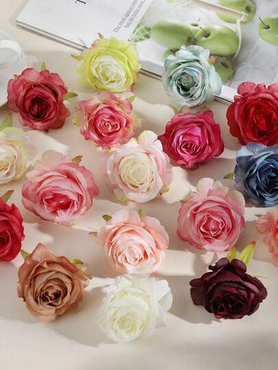3/10 st konstgjorda blomhuvuden, 1,96 tum konstgjorda sidenroshuvuden, för heminredning, bröllopsblommor, väggdekorationstillbehör, presentaskar, festdekoration, alla hjärtans dag, mors dag, borddekoration, vårdekoration