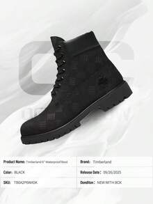 Timberland 6" Premium Waterproof Boot Black Debossed Print– Men's Lifestyle Sneakers – Shoes For Man -Vintage-Spring & Summer-Inspired Running Shoes, Shock-Absorbing Comfort, Gym To Streetwear Casual Wear-Mother's Day Gifts-Father's Day Gift–TB0A2P6WA5K - 黑色 - 查看 6