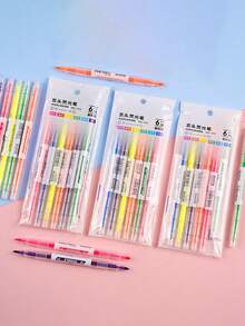 6支荧光荧光笔，双头荧光笔，6色荧光笔，学生彩色笔，荧光标记笔，斜头荧光笔，6支彩色荧光笔 - A - 查看 5
