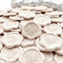 20pcs Self-Adhesive Eucalyptus Resin Wax Seal Stickers, Suitable For Gifts, Wedding Invitation Envelope Seals - Beige - Eucalyptus - Beige - View 2