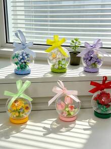 Decoração Doméstica DIY com Flores Preservadas, Acompanha Fitas, 2 Opções de Exibição - Sobre a Mesa ou Pendurado, Ideia de Presente Multifuncional e Original, Arranjo Floral Artificial em Vaso, Adequado para Feriados, Dia dos Namorados, Dia das Mães, Natal, Dia dos Pais, Decoração de Mesa, Ano Novo - Multicolorido - Visão 1