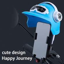 1个帽子手机支架，黑色镜面/手柄卡通设计，酷炫时尚安装，简易防雨，防滑，稳定防摔，通用手机支架，适用于摩托车和自行车。 - A - 查看 4