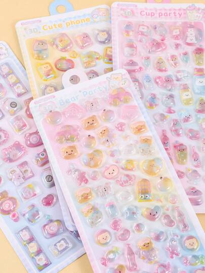 Cute Cartoon 3D Embossed Stickers, Suitable For Sticker Books | Great For DIY Decorations, Phone Cases, Laptops, Desktops, Notebooks, Planners, Mugs, Decorative Stickers