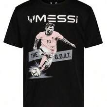 Lionel The GOAT Argentina Soccer Graphic Tee, Football Legend Shirt - 黑色 - 查看 1