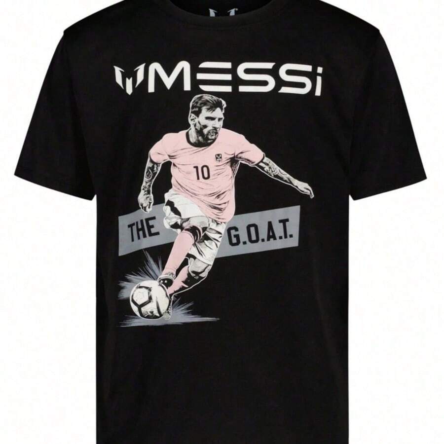 Lionel The GOAT Argentina Soccer Graphic Tee, Football Legend Shirt - 黑色 - 查看 1