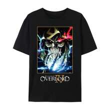 Overlord ​ Ainz Ooal Gown ​ ​   Graphic Cotton T-Shirt, Japanese Anime Unisex Short Sleeve Crewneck Shirt, - 黑色 - 查看 2