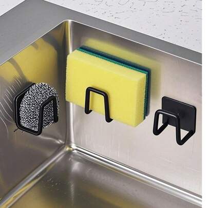 1/2 cái Giá đỡ miếng bọt biển bằng thép không gỉ không cần khoan - Giá để ráo nước nhà bếp tự dính có lưới thoát nước, thích hợp để đựng miếng bọt biển, bàn chải, nước rửa chén.