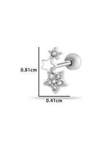 Toppiercing 1件装多功能微镶嵌锆石星形不锈钢耳骨穿孔耳环 - 彩色 - 查看 3