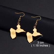 一对瓜德罗普岛地图图案，饰以木槿花鼓形纹样，971区号，不锈钢材质，法国珠宝，女士款 - 彩色 - 查看 16