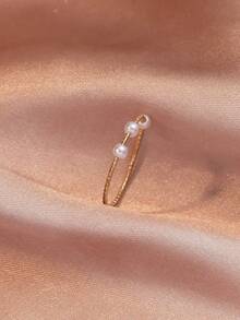 1 pieza Anillo minimalista elegante de perla, diseño único de moda personalizado, accesorio elegante - Anillo único - Ver 2